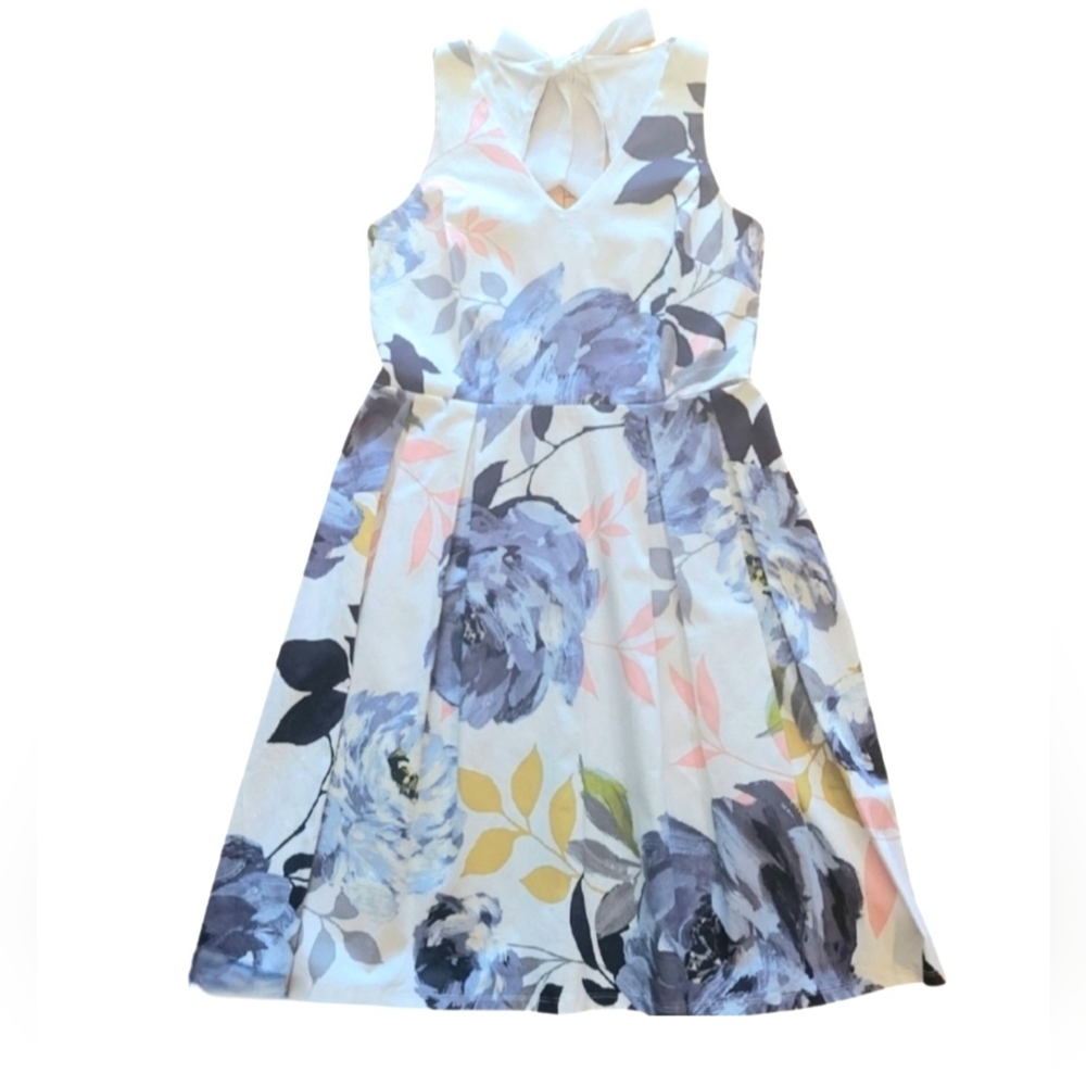 Signature by Robbie Bee Poplin Fit and Flare Dress with satin bow detail…